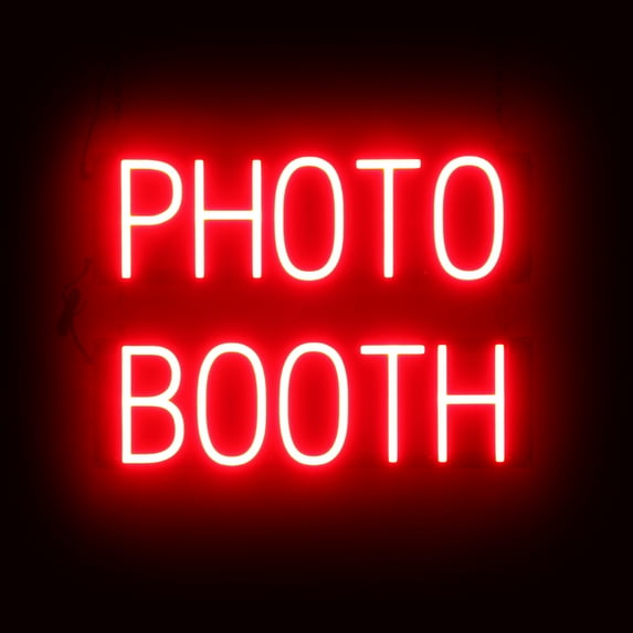 SpellBrite PHOTO BOOTH LED Sign for Business. 20.9" x 15" Red PHOTO BOOTH Sign Has Neon Sign Look With Energy Efficient LED Light Source. Visible from 500+ Feet, 8 Animation Settings.