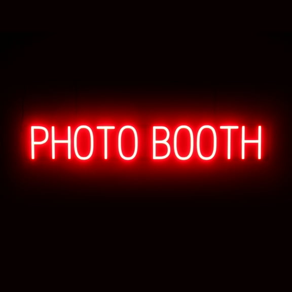 SpellBrite PHOTO BOOTH LED Sign for Business. 41.6" x 6.3" Red PHOTO BOOTH Sign Has Neon Sign Look With Energy Efficient LED Light Source. Visible from 500+ Feet, 8 Animation Settings.