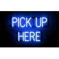 thumbnail image 1 of SpellBrite PICK UP HERE LED Sign for Business. 23.4" x 15.0" Blue PICK UP HERE Sign Has Neon Sign Look With Energy Efficient LED Light Source. Visible from 500+ Feet, 8 Animation Settings., 1 of 4