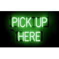 thumbnail image 1 of SpellBrite PICK UP HERE LED Sign for Business. 23.4" x 15.0" Green PICK UP HERE Sign Has Neon Sign Look With Energy Efficient LED Light Source. Visible from 500+ Feet, 8 Animation Settings., 1 of 4