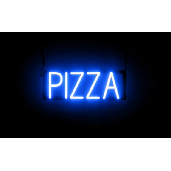 SpellBrite PIZZA LED Sign for Business. 17.6" x 6.3" Blue PIZZA Sign Has Neon Sign Look With Energy Efficient LED Light Source. Visible from 500+ Feet, 8 Animation Settings.