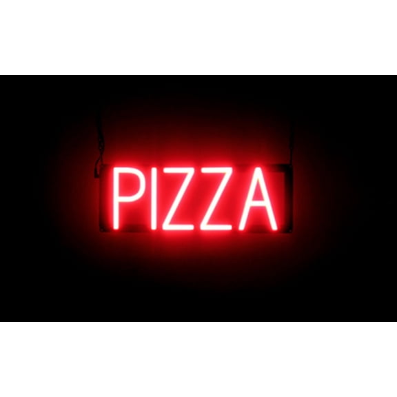 SpellBrite PIZZA LED Sign for Business. 17.6" x 6.3" Red PIZZA Sign Has Neon Sign Look With Energy Efficient LED Light Source. Visible from 500+ Feet, 8 Animation Settings.