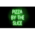 thumbnail image 1 of SpellBrite PIZZA BY THE SLICE LED Sign for Business. 22.4" x 23.8" Green PIZZA BY THE SLICE Sign Has Neon Sign Look With Energy Efficient LED Light Source. Visible from 500+ Feet, 8 Animations., 1 of 4