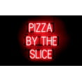 thumbnail image 1 of SpellBrite PIZZA BY THE SLICE LED Sign for Business. 22.4" x 23.8" Red PIZZA BY THE SLICE Sign Has Neon Sign Look With Energy Efficient LED Light Source. Visible from 500+ Feet, 8 Animation Settings., 1 of 4