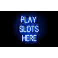 thumbnail image 1 of SpellBrite PLAY SLOTS HERE LED Sign for Business. 20.3" x 23.8" Blue PLAY SLOTS HERE Sign Has Neon Sign Look With Energy Efficient LED Light Source. Visible from 500+ Feet, 8 Animation Settings., 1 of 4