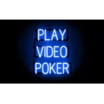 thumbnail image 1 of SpellBrite PLAY VIDEO POKER LED Sign for Business. 20.1" x 23.8" Blue PLAY VIDEO POKER Sign Has Neon Sign Look With Energy Efficient LED Light Source. Visible from 500+ Feet, 8 Animation Settings., 1 of 4