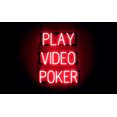 thumbnail image 1 of SpellBrite PLAY VIDEO POKER LED Sign for Business. 20.1" x 23.8" Red PLAY VIDEO POKER Sign Has Neon Sign Look With Energy Efficient LED Light Source. Visible from 500+ Feet, 8 Animation Settings., 1 of 4