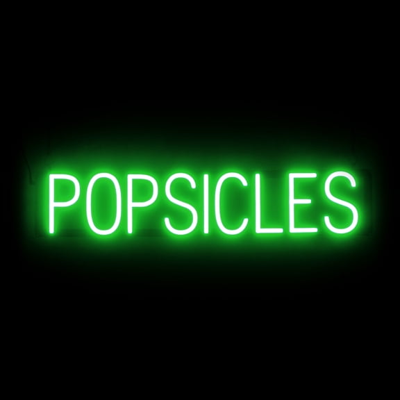 SpellBrite POPSICLES LED Sign for Business. 31.6" x 6.3" Green POPSICLES Sign Has Neon Sign Look With Energy Efficient LED Light Source. Visible from 500+ Feet, 8 Animation Settings.