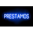 thumbnail image 1 of SpellBrite PRESTAMOS LED Sign for Business. 36.0" x 6.3" Blue PRESTAMOS Sign Has Neon Sign Look With Energy Efficient LED Light Source. Visible from 500+ Feet, 8 Animation Settings., 1 of 4