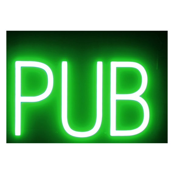 SpellBrite PUB LED Sign for Business. 12.8" x 6.3" Green PUB Sign Has Neon Sign Look With Energy Efficient LED Light Source. Visible from 500+ Feet, 8 Animation Settings.