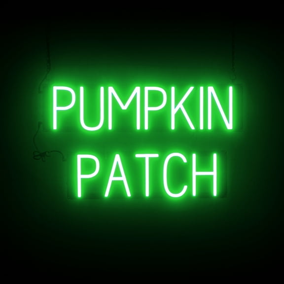 SpellBrite PUMPKIN PATCH LED Sign for Business. 26.0" x 15.0" Green PUMPKIN PATCH Sign Has Neon Sign Look With Energy Efficient LED Light Source. Visible from 500+ Feet, 8 Animation Settings.