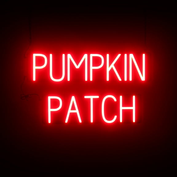 SpellBrite PUMPKIN PATCH LED Sign for Business. 26.0" x 15.0" Red PUMPKIN PATCH Sign Has Neon Sign Look With Energy Efficient LED Light Source. Visible from 500+ Feet, 8 Animation Settings.