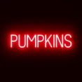 thumbnail image 1 of SpellBrite PUMPKINS LED Sign for Business. 29.8" x 6.3" Red PUMPKINS Sign Has Neon Sign Look With Energy Efficient LED Light Source. Visible from 500+ Feet, 8 Animation Settings., 1 of 4
