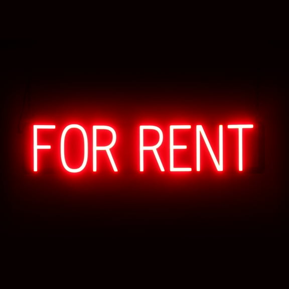 SpellBrite FOR RENT LED Sign for Business. 29.2" x 6.3" Red FOR RENT Sign Has Neon Sign Look With Energy Efficient LED Light Source. Visible from 500+ Feet, 8 Animation Settings.