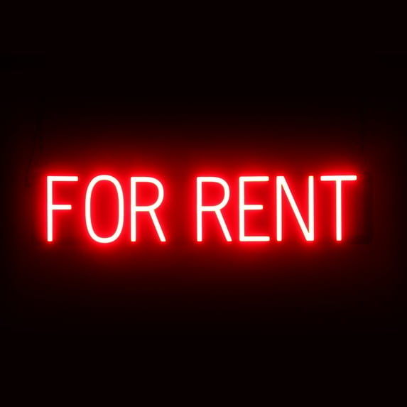 SpellBrite FOR RENT LED Sign for Business. 29.2" x 6.3" Red FOR RENT Sign Has Neon Sign Look With Energy Efficient LED Light Source. Visible from 500+ Feet, 8 Animation Settings.