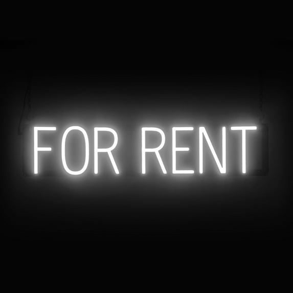 SpellBrite FOR RENT LED Sign for Business. 29.2" x 6.3" White FOR RENT Sign Has Neon Sign Look With Energy Efficient LED Light Source. Visible from 500+ Feet, 8 Animation Settings.