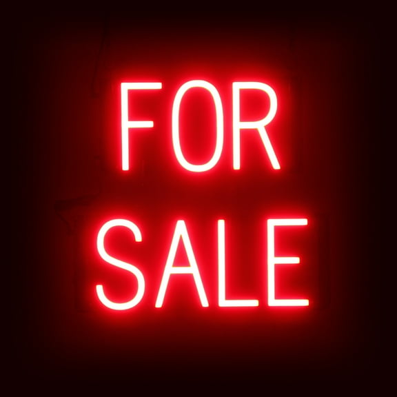 SpellBrite FOR SALE LED Sign for Business. 16.3" x 15" Red FOR SALE Sign Has Neon Sign Look With Energy Efficient LED Light Source. Visible from 500+ Feet, 8 Animation Settings.