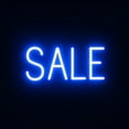 thumbnail image 1 of SpellBrite SALE LED Sign for Business. 16.3" x 6.3" Blue SALE Sign Has Neon Sign Look With Energy Efficient LED Light Source. Visible from 500+ Feet, 8 Animation Settings., 1 of 4