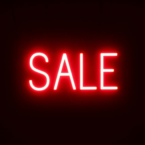 SpellBrite SALE LED Sign for Business. 16.3" x 6.3" Red SALE Sign Has Neon Sign Look With Energy Efficient LED Light Source. Visible from 500+ Feet, 8 Animation Settings.