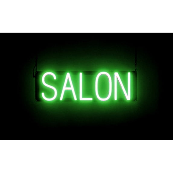 SpellBrite SALON LED Sign for Business. 20.8" x 6.3" Green SALON Sign Has Neon Sign Look With Energy Efficient LED Light Source. Visible from 500+ Feet, 8 Animation Settings.