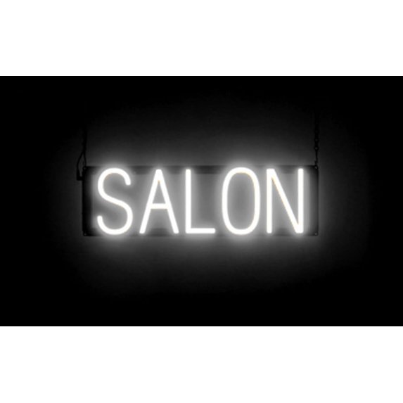 SpellBrite SALON LED Sign for Business. 20.8" x 6.3" White SALON Sign Has Neon Sign Look With Energy Efficient LED Light Source. Visible from 500+ Feet, 8 Animation Settings.