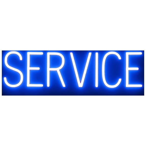 SpellBrite SERVICE LED Sign for Business. 24.9" x 6.3" Blue SERVICE Sign Has Neon Sign Look With Energy Efficient LED Light Source. Visible from 500+ Feet, 8 Animation Settings.