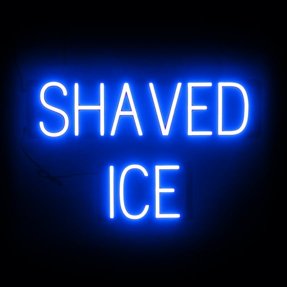 SpellBrite SHAVED ICE LED Sign for Business. 35.0" x 6.3" Blue SHAVED ICE Sign Has Neon Sign Look With Energy Efficient LED Light Source. Visible from 500+ Feet, 8 Animation Settings.