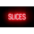 thumbnail image 1 of SpellBrite SLICES LED Sign for Business. 20.9" x 6.3" Red SLICES Sign Has Neon Sign Look With Energy Efficient LED Light Source. Visible from 500+ Feet, 8 Animation Settings., 1 of 4