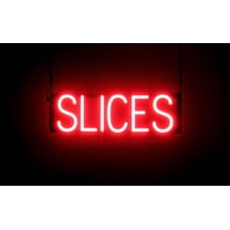 SpellBrite SLICES LED Sign for Business. 20.9" x 6.3" Red SLICES Sign Has Neon Sign Look With Energy Efficient LED Light Source. Visible from 500  Feet, 8 Animation Settings.