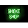 thumbnail image 1 of SpellBrite SMOKE SHOP LED Sign for Business. 21.4" x 15.0" Green SMOKE SHOP Sign Has Neon Sign Look With Energy Efficient LED Light Source. Visible from 500+ Feet, 8 Animation Settings., 1 of 4