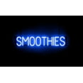 thumbnail image 1 of SpellBrite SMOOTHIES LED Sign for Business. 33.7" x 6.3" Blue SMOOTHIES Sign Has Neon Sign Look With Energy Efficient LED Light Source. Visible from 500+ Feet, 8 Animation Settings., 1 of 4
