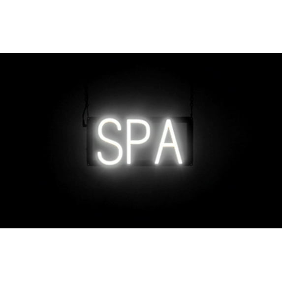 SpellBrite SPA LED Sign for Business. 13.4" x 6.3" White SPA Sign Has Neon Sign Look With Energy Efficient LED Light Source. Visible from 500+ Feet, 8 Animation Settings.