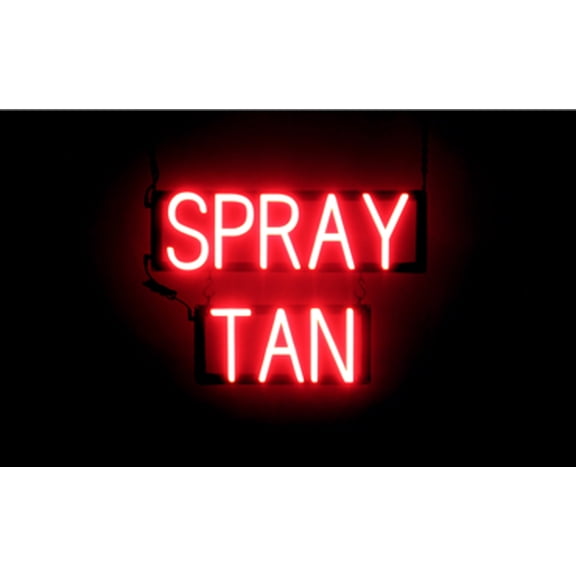 SpellBrite SPRAY TAN LED Sign for Business. 21.1" x 15.0" Red SPRAY TAN Sign Has Neon Sign Look With Energy Efficient LED Light Source. Visible from 500+ Feet, 8 Animation Settings.