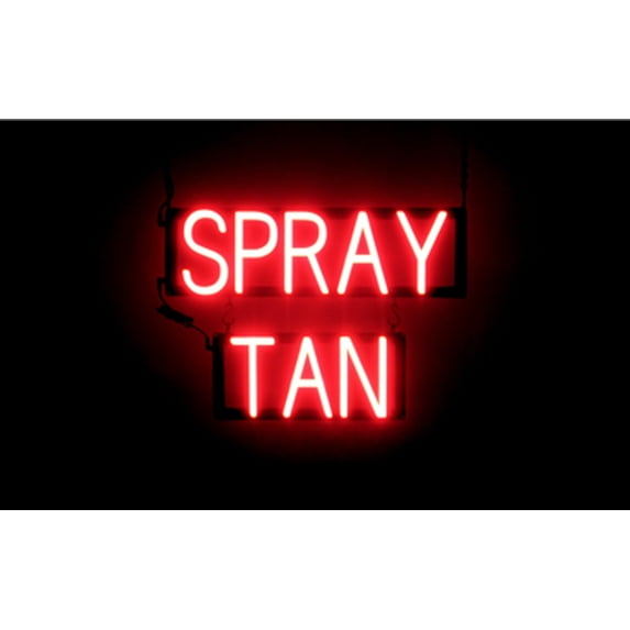 SpellBrite SPRAY TAN LED Sign for Business. 21.1" x 15.0" Red SPRAY TAN Sign Has Neon Sign Look With Energy Efficient LED Light Source. Visible from 500+ Feet, 8 Animation Settings.