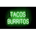 thumbnail image 1 of SpellBrite TACOS BURRITOS LED Sign for Business. 29.0" x 15.0" Green TACOS BURRITOS Sign Has Neon Sign Look With Energy Efficient LED Light Source. Visible from 500+ Feet, 8 Animation Settings., 1 of 4