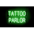 thumbnail image 1 of SpellBrite TATTOO PARLOR LED Sign for Business. 24.1" x 15.0" Green TATTOO PARLOR Sign Has Neon Sign Look With Energy Efficient LED Light Source. Visible from 500+ Feet, 8 Animation Settings., 1 of 4