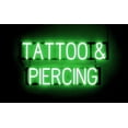 thumbnail image 1 of SpellBrite TATTOO & PIERCING LED Sign for Business. 31.1" x 15.0" Green TATTOO & PIERCING Sign Has Neon Sign Look With Energy Efficient LED Light Source. Visible from 500+ Feet, 8 Animation Settings., 1 of 4