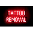 thumbnail image 1 of SpellBrite TATTOO REMOVAL LED Sign for Business. 29.0" x 15.0" Red TATTOO REMOVAL Sign Has Neon Sign Look With Energy Efficient LED Light Source. Visible from 500+ Feet, 8 Animation Settings., 1 of 4