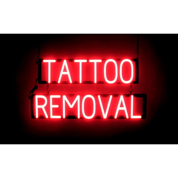 SpellBrite TATTOO REMOVAL LED Sign for Business. 29.0" x 15.0" Red TATTOO REMOVAL Sign Has Neon Sign Look With Energy Efficient LED Light Source. Visible from 500+ Feet, 8 Animation Settings.
