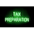 thumbnail image 1 of SpellBrite TAX PREPARATION LED Sign for Business. 40.2" x 15.0" Green TAX PREPARATION Sign Has Neon Sign Look With Energy Efficient LED Light Source. Visible from 500+ Feet, 8 Animation Settings., 1 of 4