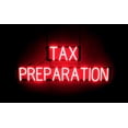 thumbnail image 1 of SpellBrite TAX PREPARATION LED Sign for Business. 40.2" x 15.0" Red TAX PREPARATION Sign Has Neon Sign Look With Energy Efficient LED Light Source. Visible from 500+ Feet, 8 Animation Settings., 1 of 4