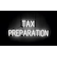 thumbnail image 1 of SpellBrite TAX PREPARATION LED Sign for Business. 40.2" x 15.0" White TAX PREPARATION Sign Has Neon Sign Look With Energy Efficient LED Light Source. Visible from 500+ Feet, 8 Animation Settings., 1 of 4