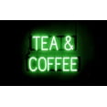 thumbnail image 1 of SpellBrite TEA & COFFEE LED Sign for Business. 22.7" x 15.0" Green TEA & COFFEE Sign Has Neon Sign Look With Energy Efficient LED Light Source. Visible from 500+ Feet, 8 Animation Settings., 1 of 4