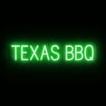 thumbnail image 1 of SpellBrite TEXAS BBQ LED Sign for Business. 33.9" x 6.3" Green TEXAS BBQ Sign Has Neon Sign Look With Energy Efficient LED Light Source. Visible from 500+ Feet, 8 Animation Settings., 1 of 4