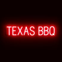 SpellBrite TEXAS BBQ LED Sign for Business. 33.9" x 6.3" Red TEXAS BBQ Sign Has Neon Sign Look With Energy Efficient LED Light Source. Visible from 500  Feet, 8 Animation Settings.