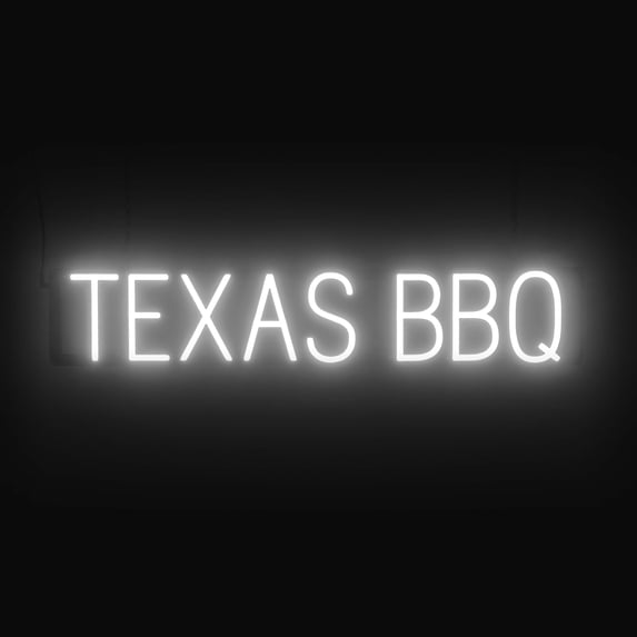 SpellBrite TEXAS BBQ LED Sign for Business. 33.9" x 6.3" White TEXAS BBQ Sign Has Neon Sign Look With Energy Efficient LED Light Source. Visible from 500+ Feet, 8 Animation Settings.