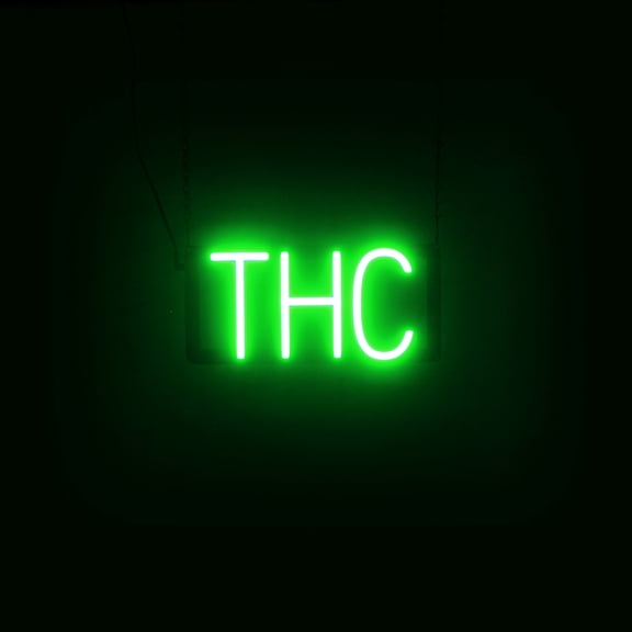 SpellBrite THC LED Sign for Business. 13.3" x 6.3" Green THC Sign Has Neon Sign Look With Energy Efficient LED Light Source. Visible from 500+ Feet, 8 Animation Settings.