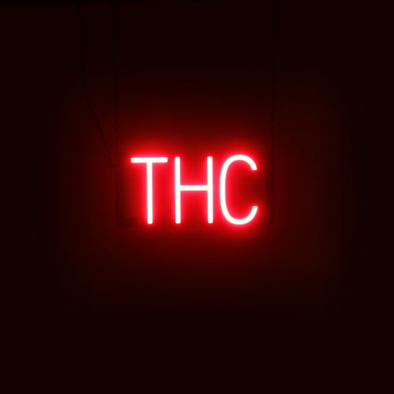 SpellBrite THC LED Sign for Business. 13.3" x 6.3" Red THC Sign Has Neon Sign Look With Energy Efficient LED Light Source. Visible from 500+ Feet, 8 Animation Settings.