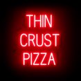 thumbnail image 1 of SpellBrite THIN CRUST PIZZA LED Sign for Business. 20.6" x 23.8" Red THIN CRUST PIZZA Sign Has Neon Sign Look With Energy Efficient LED Light Source. Visible from 500+ Feet, 8 Animation Settings., 1 of 4