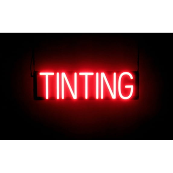 SpellBrite TINTING LED Sign for Business. 23.0" x 6.3" Red TINTING Sign Has Neon Sign Look With Energy Efficient LED Light Source. Visible from 500+ Feet, 8 Animation Settings.